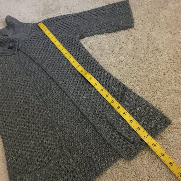 Sakura Wool Blend Buttoned High Collar Grey Knit Cardigan - Picture 15 of 16